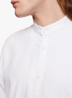 ESPRIT White Cotton-blend Shirt With Mandarin Collar -Deals Mode Modee Store 4210644