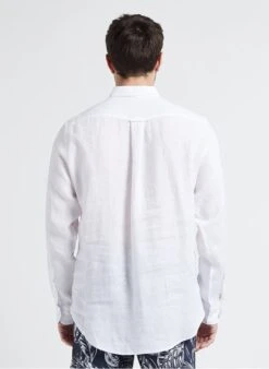 Gant White Regular-fit Linen Shirt With Button-down Collar -Deals Mode Modee Store 4216273
