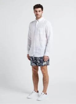 Gant White Regular-fit Linen Shirt With Button-down Collar -Deals Mode Modee Store 4216275