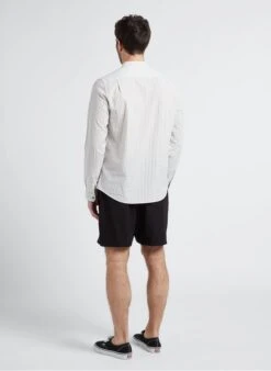 Ikks White Regular-fit Striped Cotton-blend Shirt With Mandarin Collar -Deals Mode Modee Store 4216616