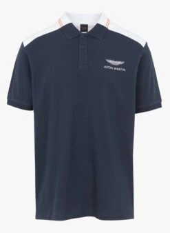 Blue Hackett X Aston Martin Regular-fit Embroidered Cotton Polo Shirt
