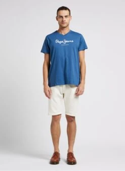 Pepe Jeans EGGO V N - White Regular-fit V-neck Cotton T-shirt -Deals Mode Modee Store 4245751