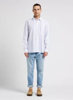 Marc O'Polo White Regular-fit Striped Cotton Shirt With Classic Collar -Deals Mode Modee Store 4245823