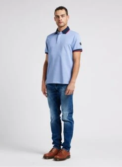 LE TEMPS DES CERISES ORIAS - Blue Short-sleeved Cotton-blend Polo Shirt -Deals Mode Modee Store 4245860